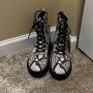 Shultz snakeskin / python combat boots